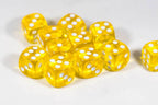 Translucent 16mm Pipped d6 Dice Red/Orange/Yellow/Green/Blue/Purple/Clear/Black/Pink (sold by the piece) - yellow