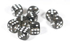 Translucent 16mm Pipped d6 Dice Red/Orange/Yellow/Green/Blue/Purple/Clear/Black/Pink (sold by the piece) - black