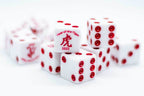 Year of the Tiger Opaque White w/Red 16mm d6 Dice on the '1' side (sold per die) - 