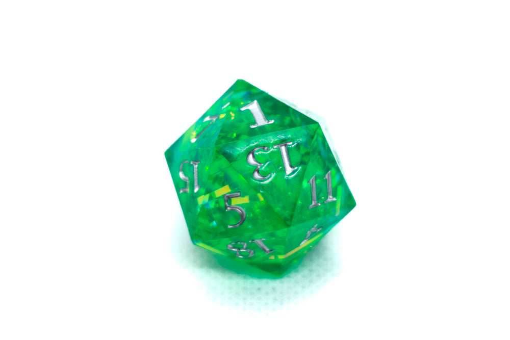 Red/Blue/Green/Purple Sharp Edge Resin d20 w/ Shimmer Insert - Red