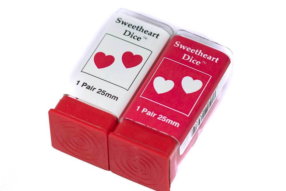 Sweetheart Dice Heart Valentines Day 25mm - Set with Red Hearts