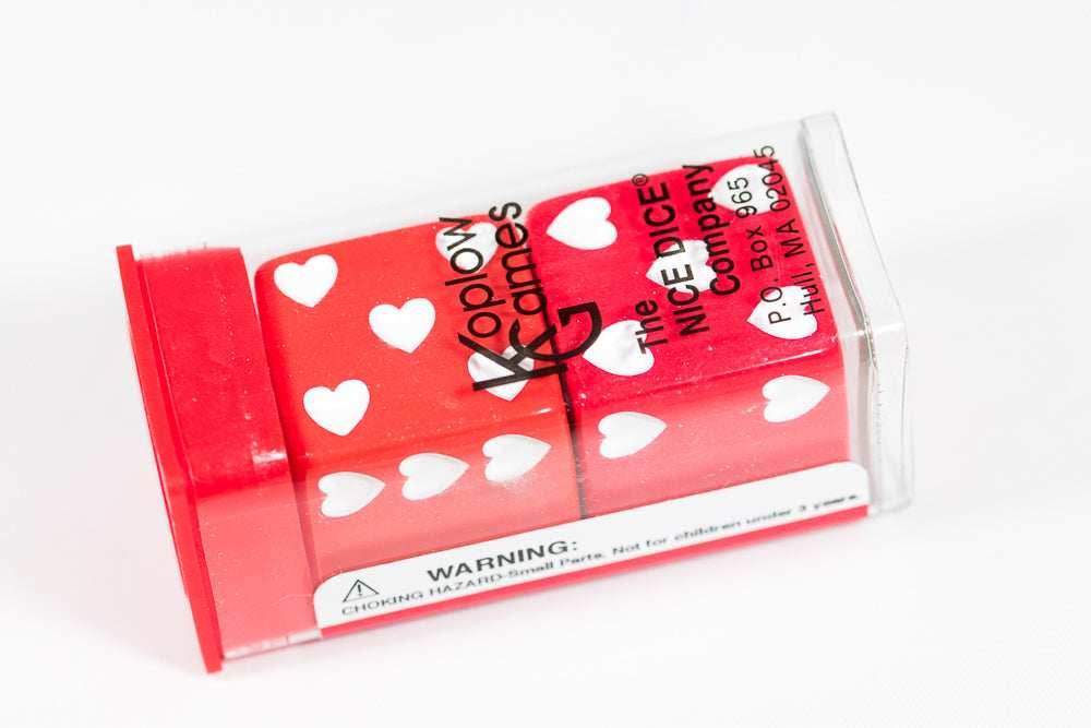 Sweetheart Dice Heart Valentines Day 25mm - Set with White Hearts
