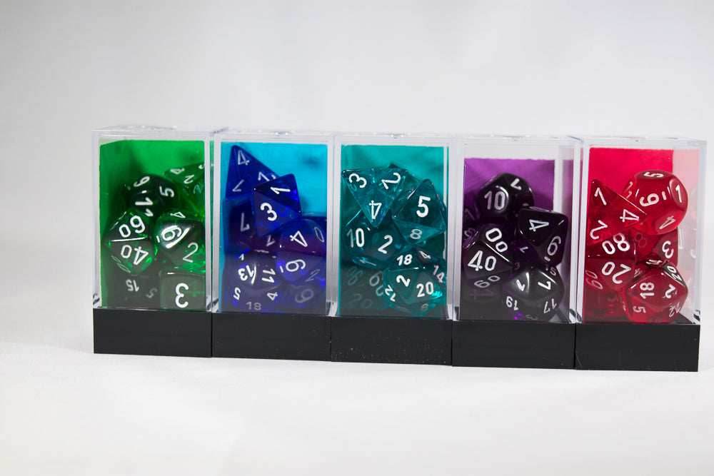 Translucent 7-Die Chessex Sets Made in Germany -Red, Blue, Green, Teal, Purple- - Teal