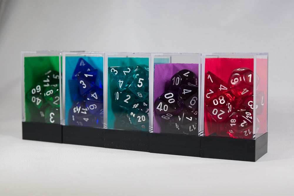 Translucent 7-Die Chessex Sets Made in Germany -Red, Blue, Green, Teal, Purple- - Teal