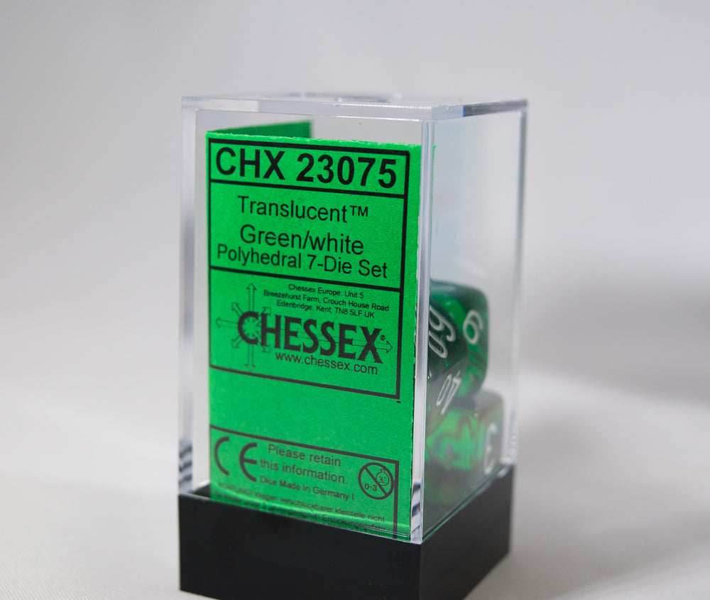 Translucent 7-Die Chessex Sets Made in Germany -Red, Blue, Green, Teal, Purple- - Teal
