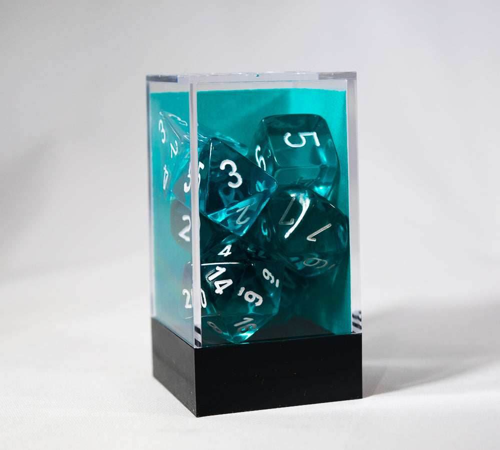 Translucent 7-Die Chessex Sets Made in Germany -Red, Blue, Green, Teal, Purple- - Teal