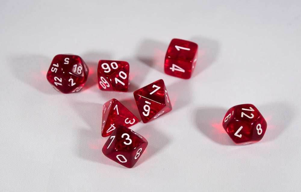 Translucent 7-Die Chessex Sets Made in Germany -Red, Blue, Green, Teal, Purple- - Teal