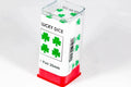 Lucky White Dice with Green Clovers Pair 25mm - 