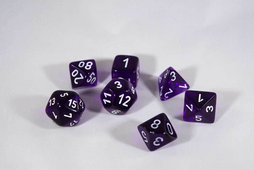 Translucent 7-Die Chessex Sets Made in Germany -Red, Blue, Green, Teal, Purple- - Teal