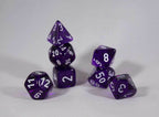 Translucent 7-Die Chessex Sets Made in Germany -Red, Blue, Green, Teal, Purple- - Purple