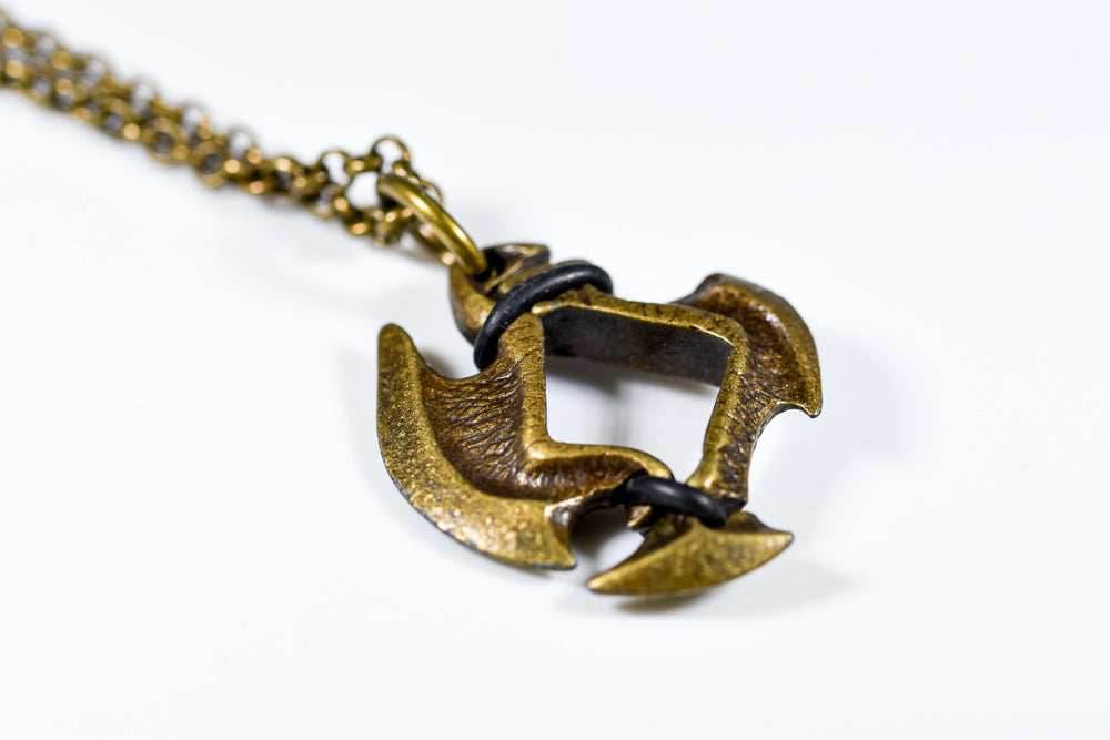 Pendant 12mm d6 Axe Blade w/ Old Brass Finish - 