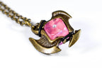 Pendant 12mm d6 Axe Blade w/ Old Brass Finish - 