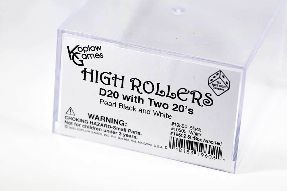 High Rollers D20 with Two 20's (pearl black and white) - Black