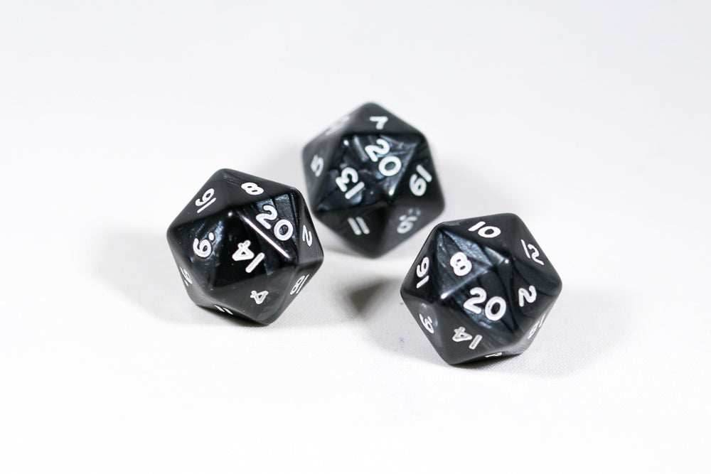 High Rollers D20 with Two 20's (pearl black and white) - Black