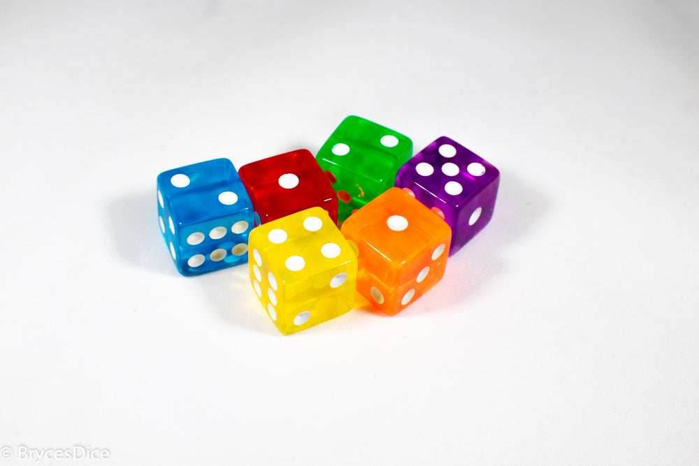 Square Corner 16mm Translucent Dice (Red/Orange/Yellow/Green/Blue/Purple) *sold by the piece - Red