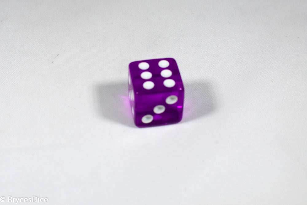 Square Corner 16mm Translucent Dice (Red/Orange/Yellow/Green/Blue/Purple) *sold by the piece - Purple
