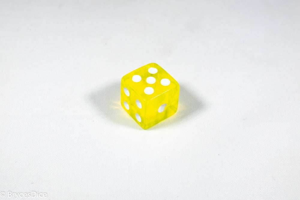 Square Corner 16mm Translucent Dice (Red/Orange/Yellow/Green/Blue/Purple) *sold by the piece - Yellow