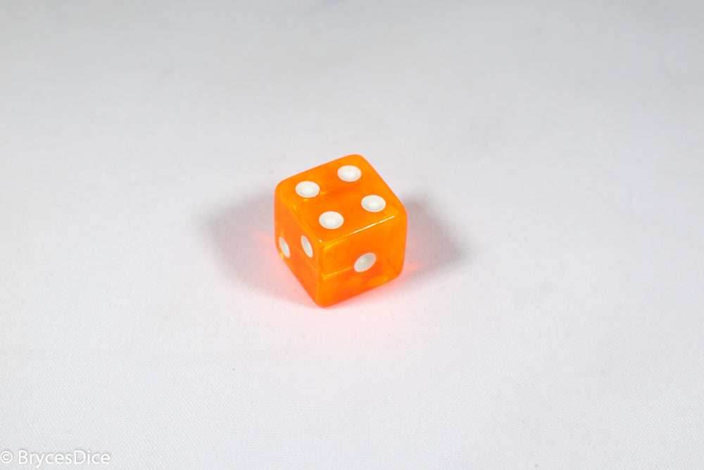 Square Corner 16mm Translucent Dice (Red/Orange/Yellow/Green/Blue/Purple) *sold by the piece - Orange