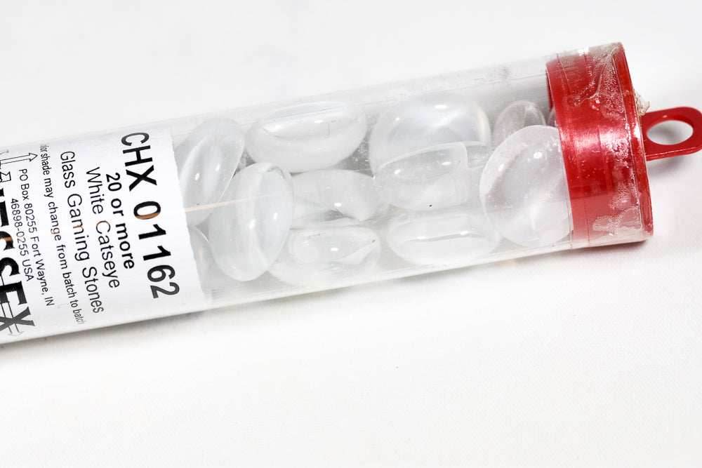 20+ White Catseye Glass Gaming Stones Counters - 