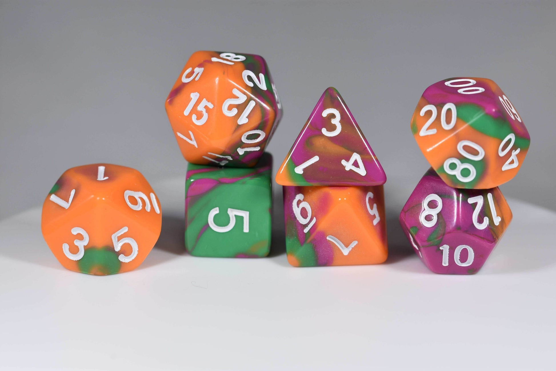 Sherbet Tri-Color Swirl Orange/Green/Purple - Set in Zip Bag