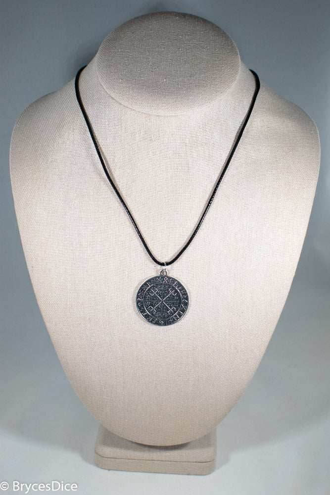Silver Viking Icelandic Vegvisir Helmet In Runic Circle Pendant Compass Amulet Necklace - 