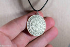 Silver Viking Icelandic Vegvisir Helmet In Runic Circle Pendant Compass Amulet Necklace - 
