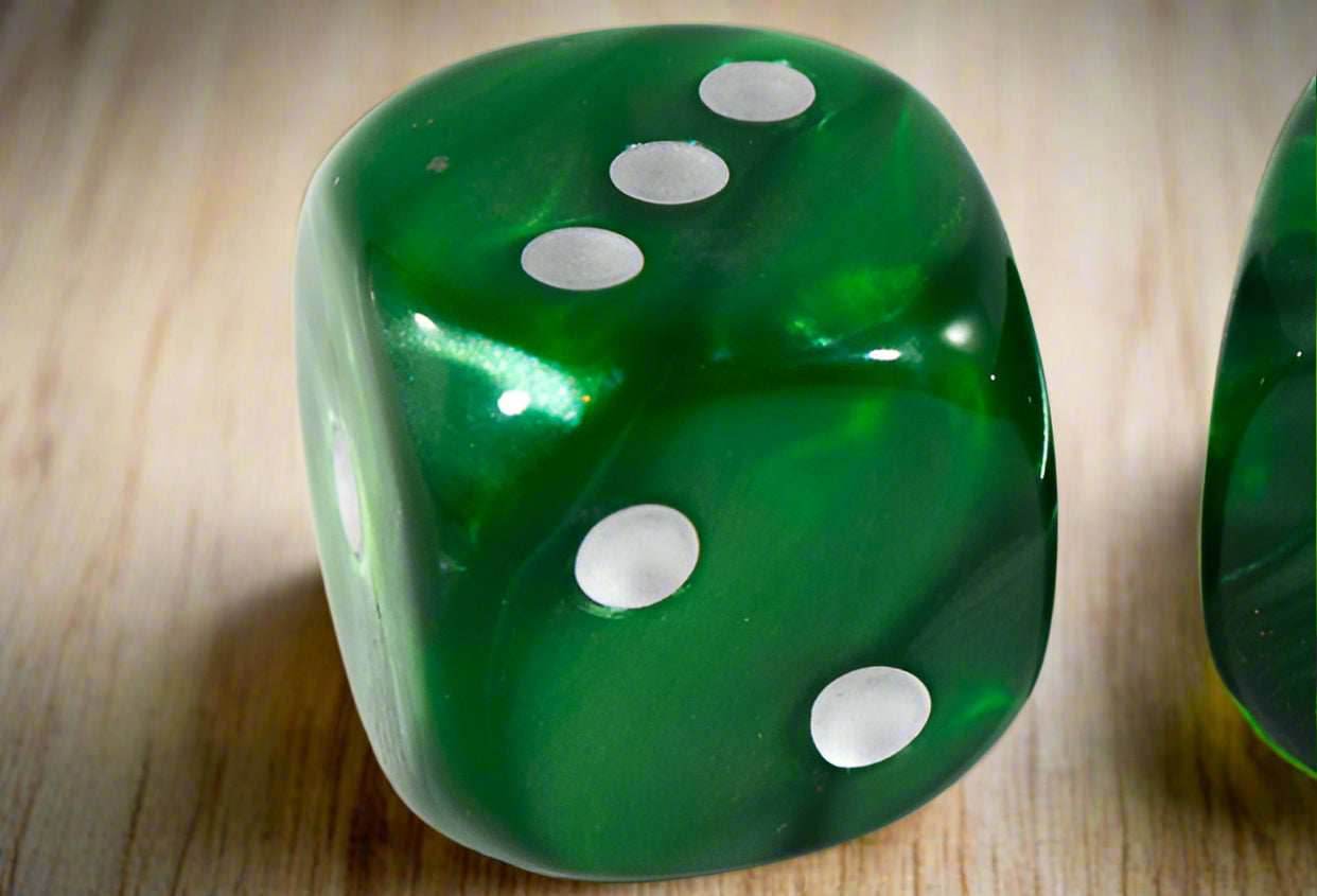 OOP Rare 30mm Velvet Dark Green Dice Silver Pips by Chessex Out of Print (Sold per piece) - 