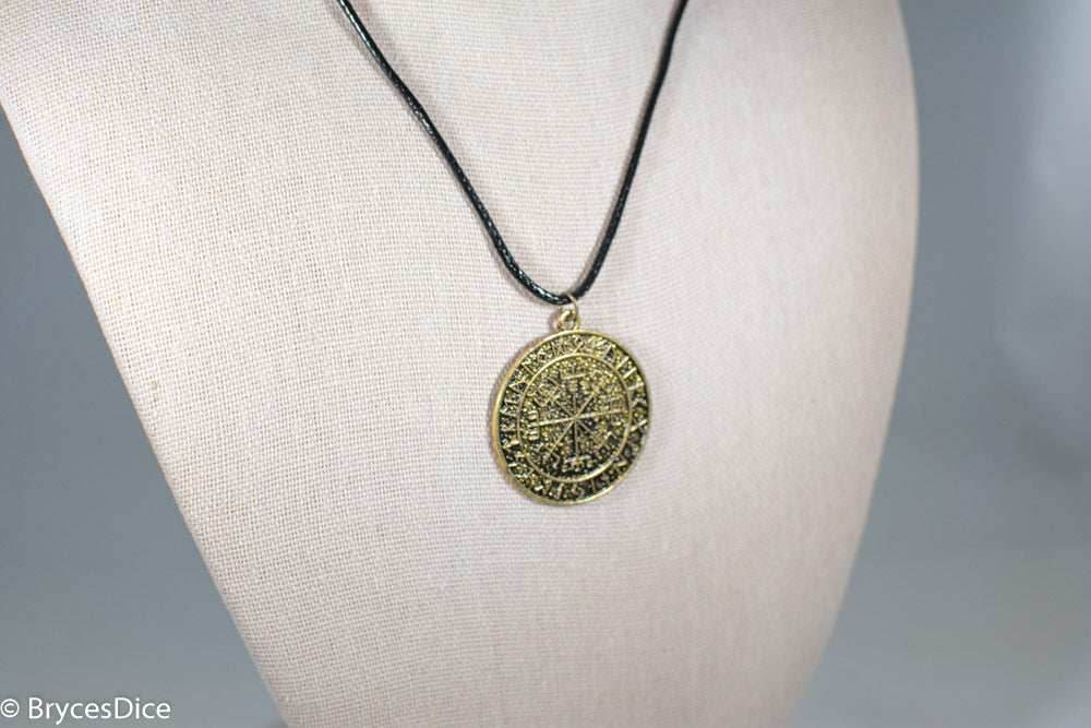 Gold Viking Icelandic Vegvisir Helmet In Runic Circle Pendant Compass Amulet Necklace - 