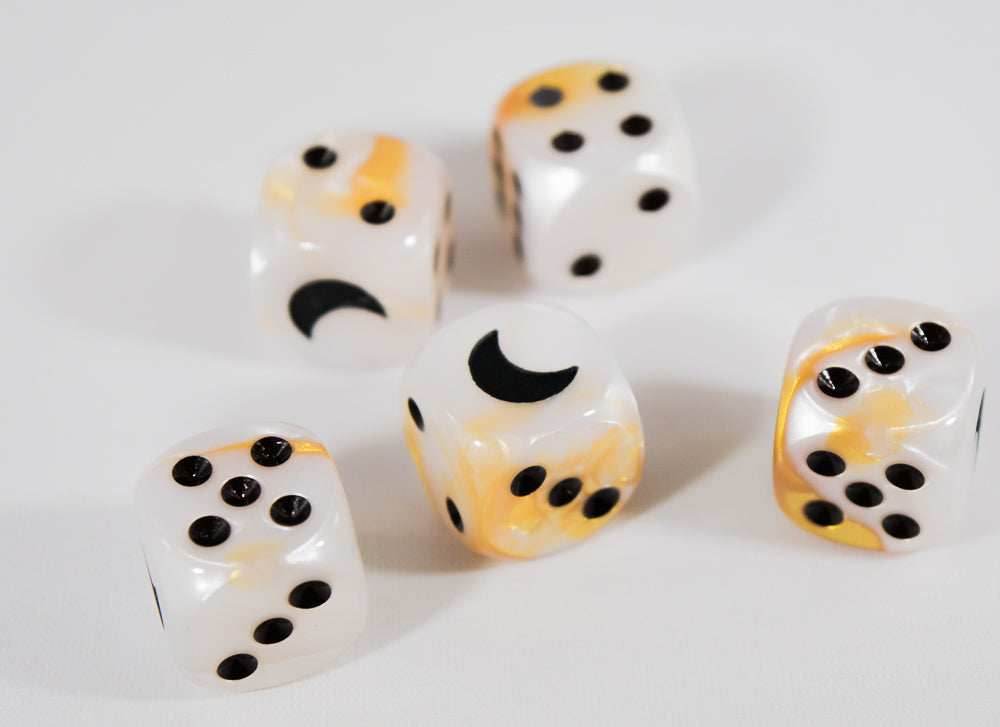 Custom Crescent Moon White-Gold Gemini Chessex Magic Rare by BrycesDice - 