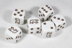 White Dice with Brown Bear; 6 Sided Bunco RPG Game D6 16mm Roll Rounded Corner - 