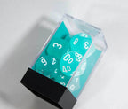 Chessex Polyhedral 7 Die Frosted Teal w/ White Numbers Set Of 7 Dice CHX 27405 - 