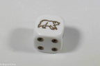 White Dice with Brown Bear; 6 Sided Bunco RPG Game D6 16mm Roll Rounded Corner - 