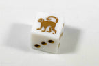White Dice with Monkey; 6 Sided Bunco RPG Game D6 16mm Roll Square Corner - 