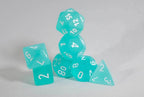 Chessex Polyhedral 7 Die Frosted Teal w/ White Numbers Set Of 7 Dice CHX 27405 - 