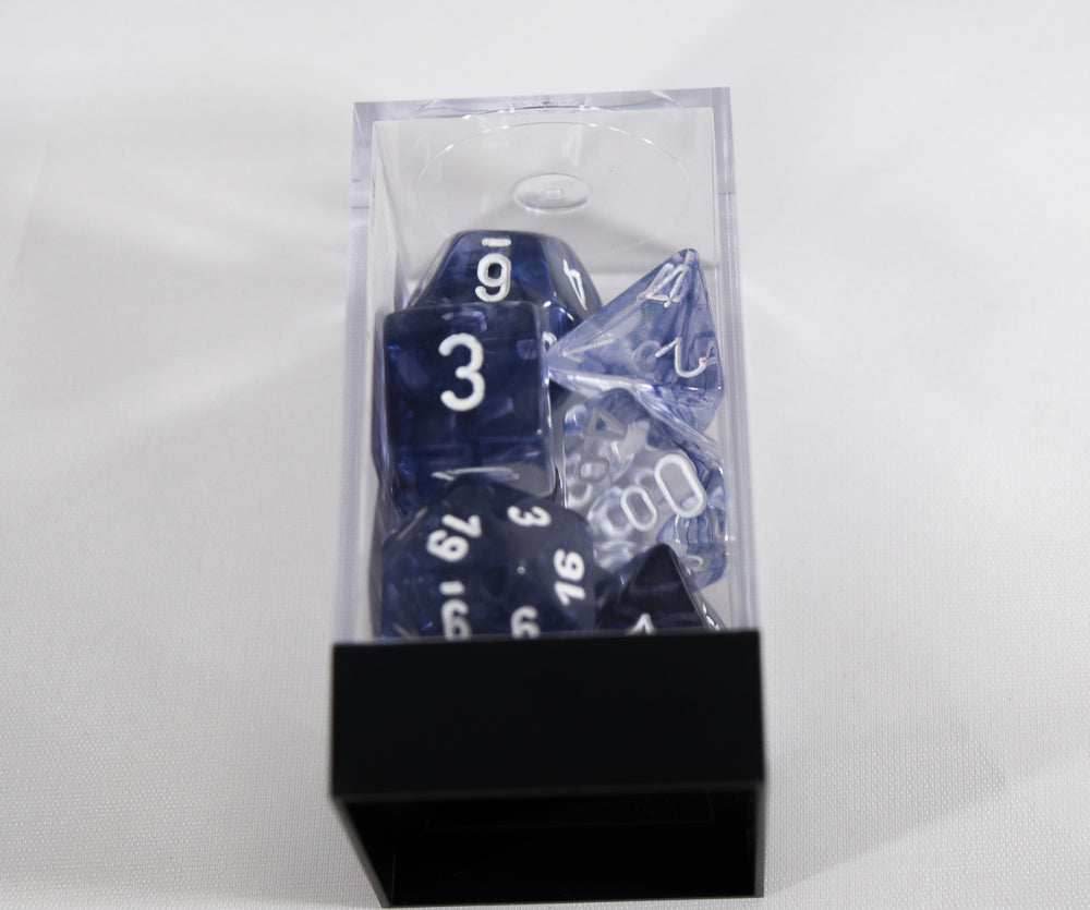 Chessex Polyhedral 7 Die Nebula Black w/ White Numbers Set Of 7 Dice CHX 27408 - 