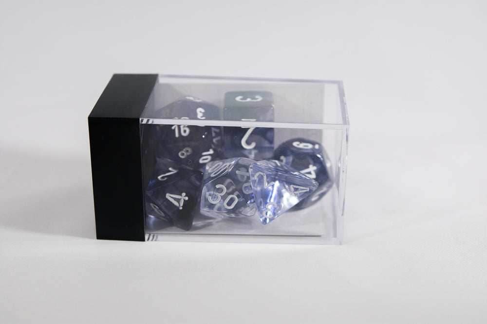 Chessex Polyhedral 7 Die Nebula Black w/ White Numbers Set Of 7 Dice CHX 27408 - 