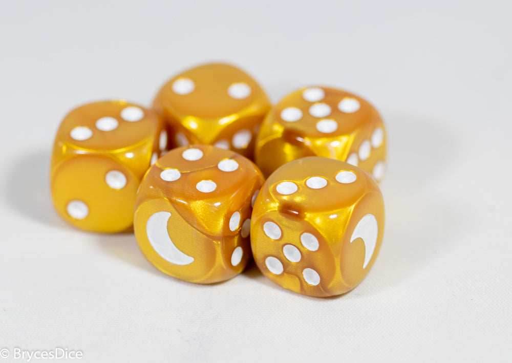 Custom Crescent Moon Velvet Gold/White Chessex Magic Rare by BrycesDice - 
