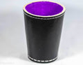 Handmade Leather Dice Cup (Black w/Purple Lining) - 