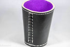 Handmade Leather Dice Cup (Black w/Purple Lining) - 