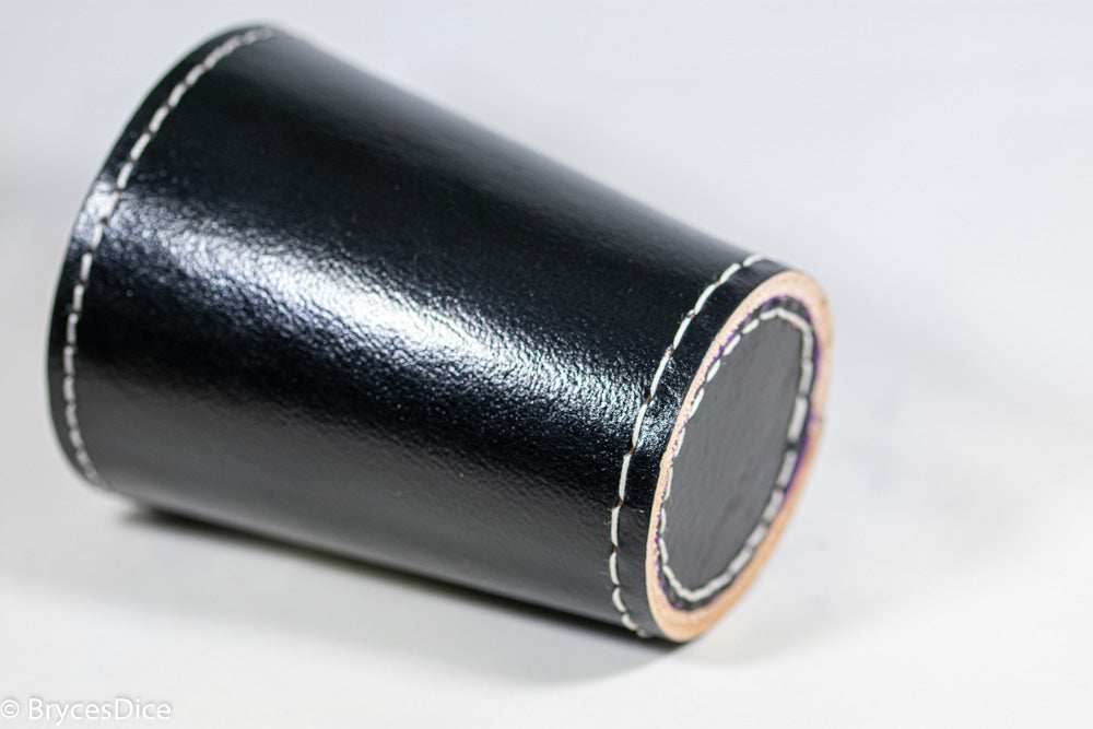 Handmade Leather Dice Cup (Black w/Purple Lining) - 