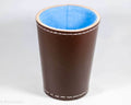 Handmade Leather Dice Cup (Brown w/Blue Lining) - 