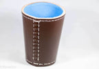 Handmade Leather Dice Cup (Brown w/Blue Lining) - 