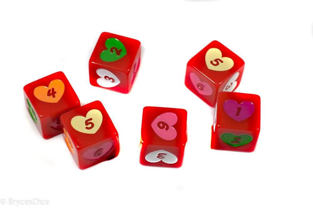 Candy Heart Dice Acrylic 16mm White, Pink, Purple, Yellow, Green - 1