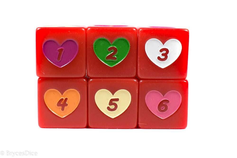 Candy Heart Dice Acrylic 16mm White, Pink, Purple, Yellow, Green - 1