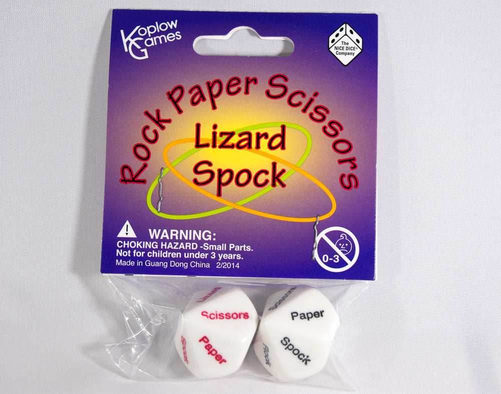 Rock Paper Scissors Lizard Spock Dice by Koplow Games White w/ Red and Black Novelty - 