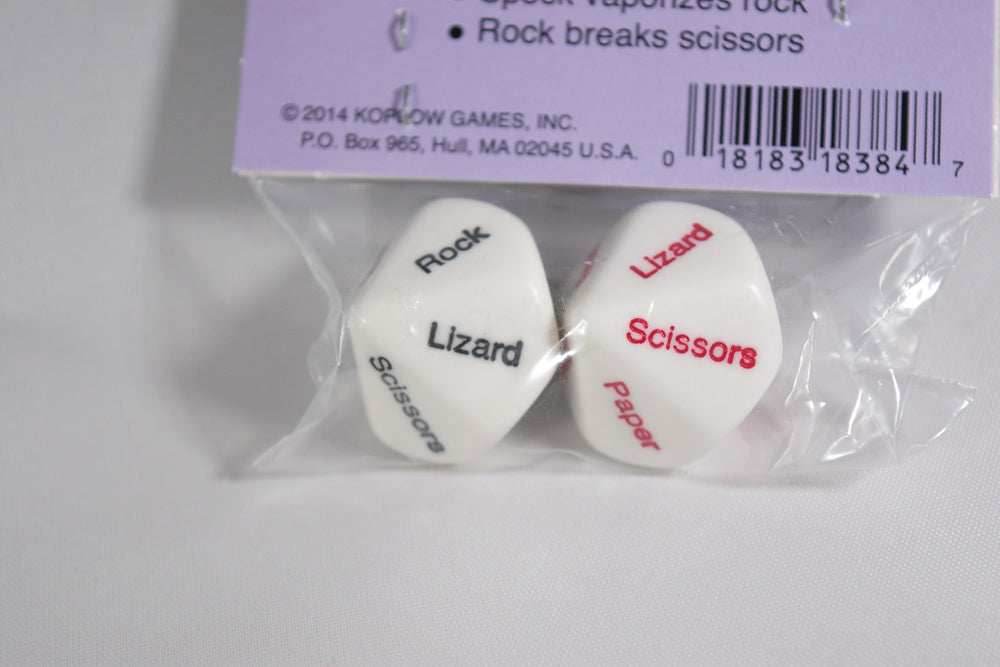 Rock Paper Scissors Lizard Spock Dice by Koplow Games White w/ Red and Black Novelty - 
