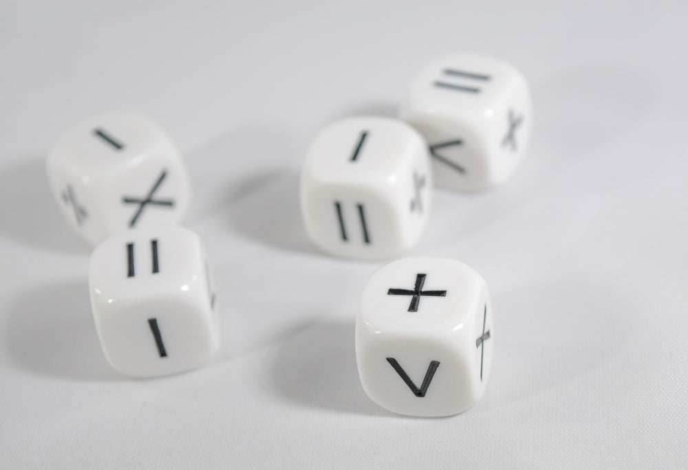 Math Operators Dice +-x < > = Kids Math Dice Game Addition Multiplication Subtraction and More - 