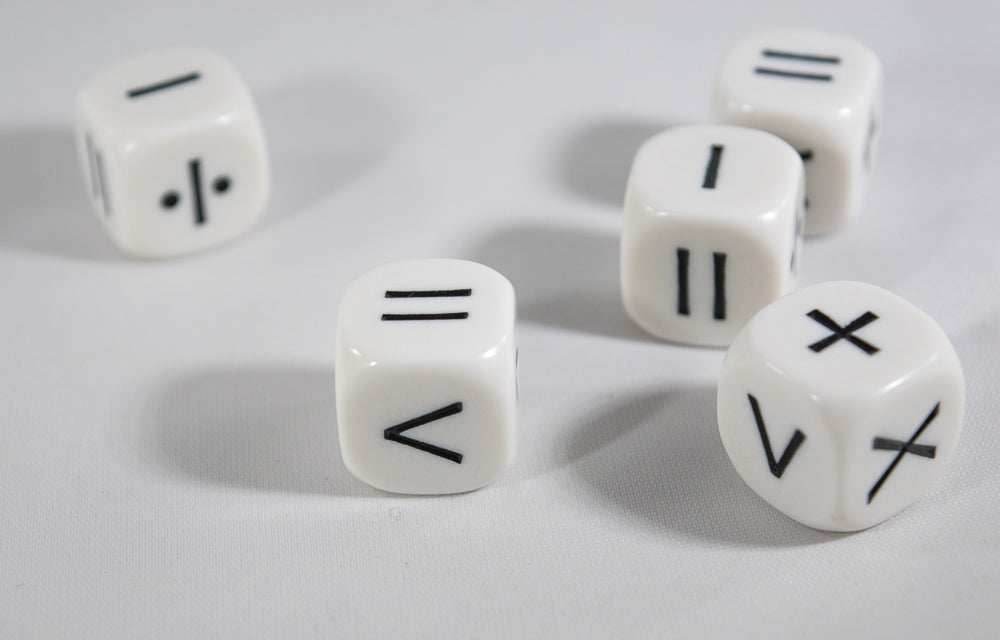Math Operators Dice +-x < > = Kids Math Dice Game Addition Multiplication Subtraction and More - 