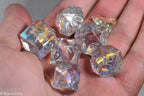Pirates Crystal Sharp Edge Resin 7-Dice Set | Gold or Silver Ink (Clear) - Gold