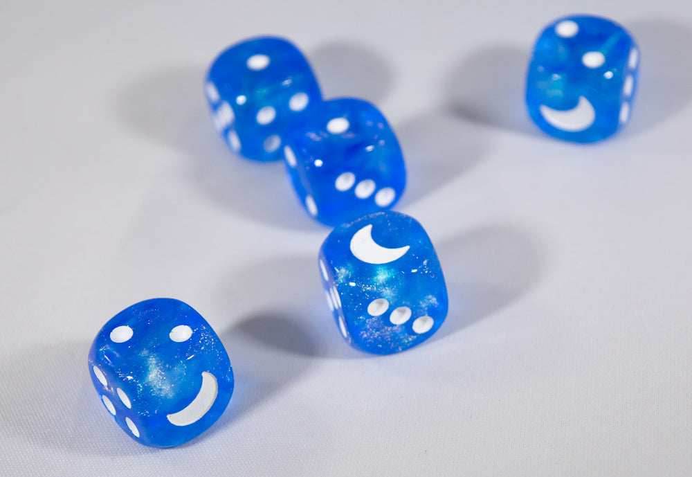 Custom Crescent Moon Sparkle Sky Blue Borealis Chessex Magic Rare by BrycesDice - 